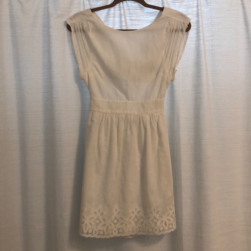 Tibi White Open Back Linen Dress